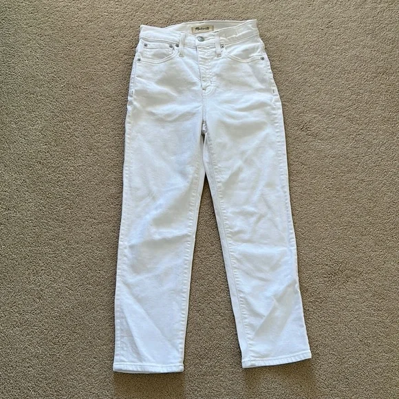 NWOT Madewell Classic Straight Leg Jean Petite Cropped Tile White Sz 23P - Picture 3 of 15
